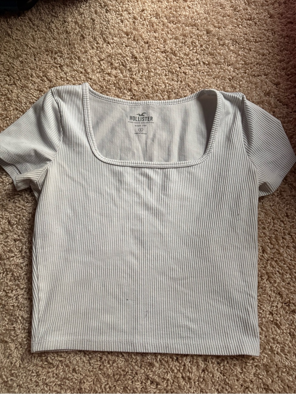 Hollister Women's Ribbed Square-Neck Crop Top — Light Gray